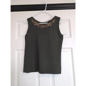 XL olive green beaded tank